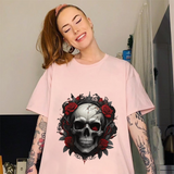 Crimson Skull Bloom T-shirt