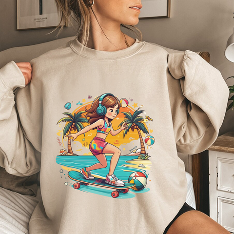 Sunset Skater Girl Sweater
